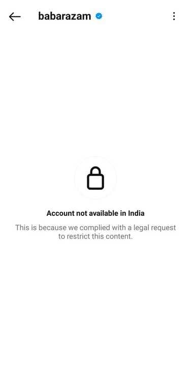 Babar Azam's Instagram Account Blocked in India